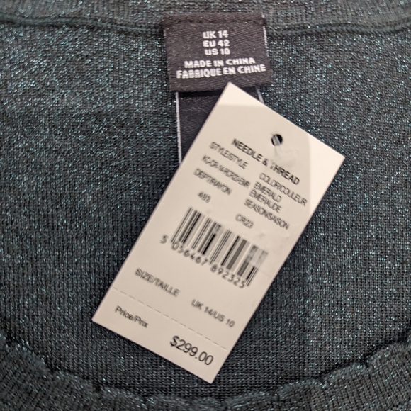 BNWT Needle and Thread Pointelle Knit Crop Cardigan - Emerald - size 10 - Picture 4 of 11